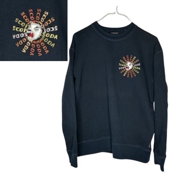 Scotch & Soda Men's Polar Bear Sweater Size XL in Navy Blue / Multi Color - Picture 4 of 8